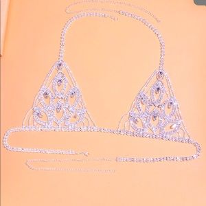 SILVER BLING RHINESTONE LINGERIE SET